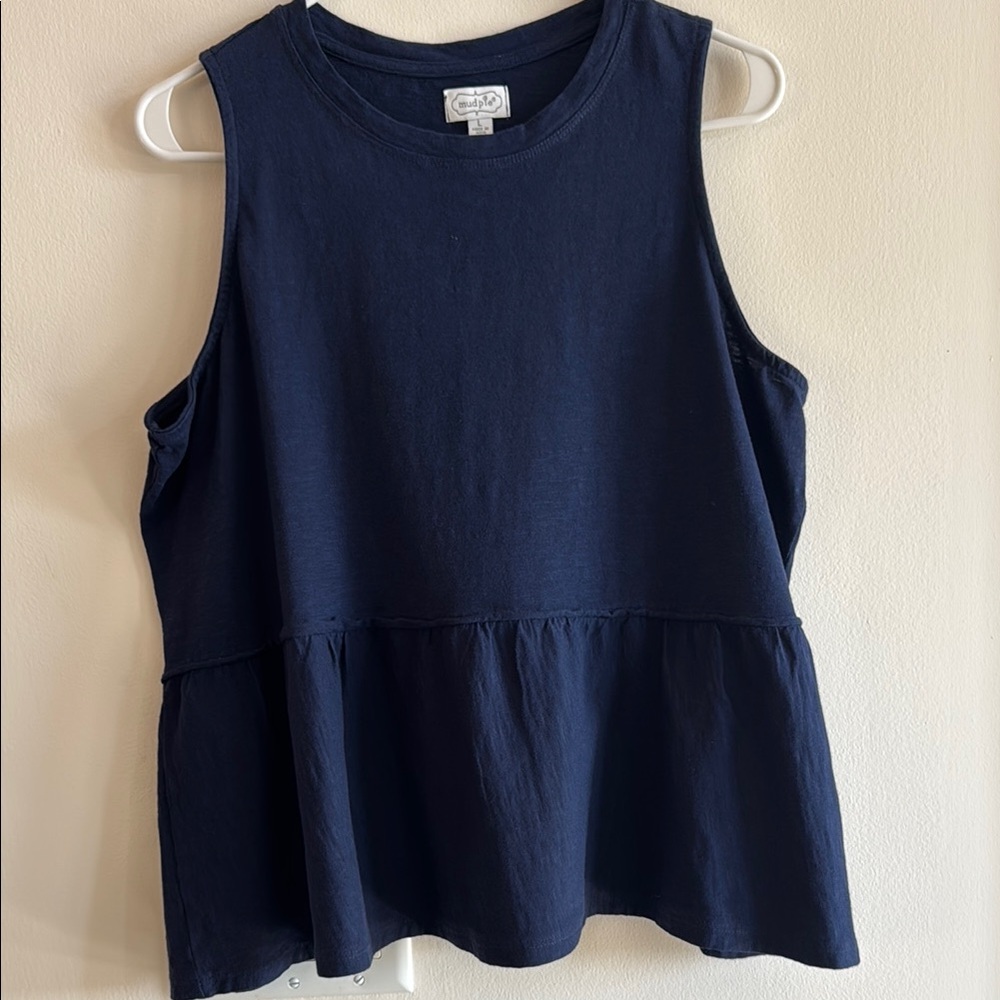 Mudpie Navy Blue Sleeveless Peplum Top